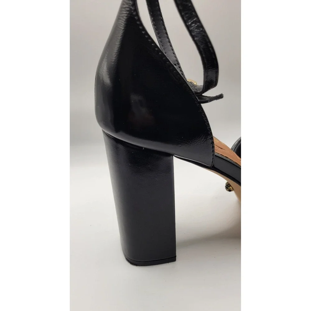 Kurt Geiger London Black Leather Platform Ankle Strap Rhinestone Sandals 37
